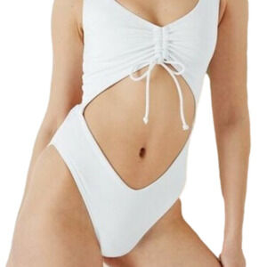 PINK Victoria's Secret White One-piece Ruched front swim suit, Size XL